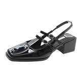 Jane Sandals Summer 2025 New Vintage Square Heels With Empty Single