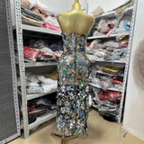 High-Quality Fashion Picture Color Palette Shoulder Flowers Long Bag Ass Dress Evening