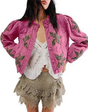 Autumn / Winter 2024 Maple Leaf Pattern Embroidered Quilted Quilted Casual Cotton Jacket Coat-Outfit