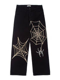Denim Trousers Baggy Oversize Y2k Women Jeans Spider Print Spring Fashion Low Waist Streetwear E Girl Print Casual