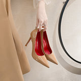 Shoes Tips Light Mouth Fine Heel Sexy Red-Soled High-Heeled Shoes Red Black Patent Leather Single Shoes
