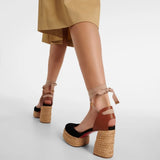 Lady Cl Red Bottom Porch Sandals High Heel Thick Base Anti-Slip Waterproof Table Height Showing Thin Velvet Face