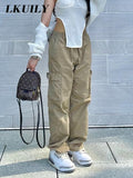 Pants Baggy Jeans Women Vintage Overalls Fashion 90s Streetwear Pockets Wide High Waist Grunge Clothes Y2k Denim