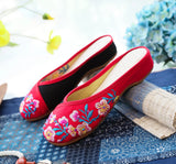 Zingj Summer National Wind Contrast Color Hot Diamond Embroidered Bag Toe Round Head Outside Wear Cool Slippers Women's
