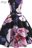 Women Summer Dress Clothing Floral Robe femme Tunic Casual Elegant Vintage Rockabilly Dresses Swing