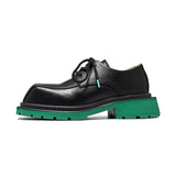 2025 Spring New Leather Shoes Men's British Style Versatile Black Round Head Square Head Big Head Overalls Leather Shoes