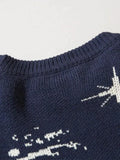 Swirl Print Ripped Design Sweater-Outfit