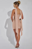 Sequin Tube Bodycon Mini Dress With Sparkle Scarf Collar- Outfit