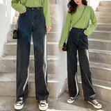 high waist women's fashion jeans woman girls women wide leg pants trousers female trousers denim bagge mom
