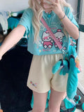 Y2k Aesthetic Kawaii Cartoon Cute Print T-shirts Casual Oversized Japanese Summer Tops Women Fashion Loose