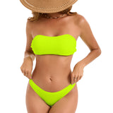2025 New Solid Fashion Sexy Breast-Wearing Bikini Split Lady Swimsuit
