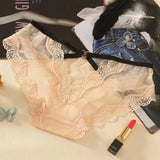 Hollow Out Sexy Dots Transparent Underwear Women Erotic Heart Decoration Panties Floral Lace Briefs Seamless