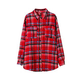 2021 Vintage Plaid Shirts Women oversized shirts Female Blouse Tops plus size clothing Long Sleeve