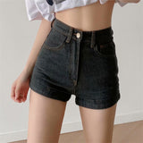 Zingj Trendy Women's Wear New Retro High-Waisted Crimped Solid Color Denim Shorts Loose Summer Skinny Buttocks Hot