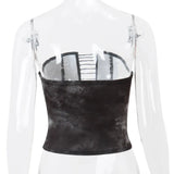 Black Lace Up Tube Corset Top-Outfit