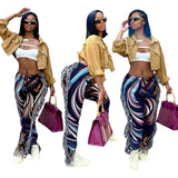 Zingj Patchwork Striped Print Jogger Pant Women Rave Festival Clothing 2023 Summer Casual High Waist Bodycon Active Sweat Pants 211-1-Outfit