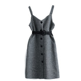Autumn Winter Woman Long Sleeves Knitted T-shirt + Tweed Blend Plaid Dress 2 pcs sets Female Outfits Free
