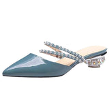 The Tide Wear Soft Leather Half Slippers Women 2025 Summer New Thick And Pointed Women's Cold Slippers Women