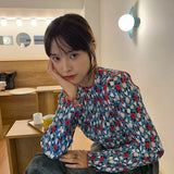 Floral Vintage T Shirt Women Long Sleeve O-neck Harajuku Korean Women Tops Clothes Autumn Spring Tee Shirt