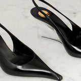 2025 Summer New Trendy Transparent Crystal Slope And Pointed Sandals Female Leather Ultra-High European