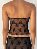 Slit Sheer Mesh Bandeau Top- Outfit