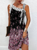 New Women Commute Pullover Dresses 2022 Summer V Neck Patchwork Sleeveless Dress Female Sexy Back Cardigan Dresses