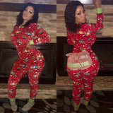 Zingj Womens Sexy Nightwear Christmas Pajamas Sleepwear Pyjamas fashion Romper new underwear casual printed Jumpsuit Set Xmas 211-0-Outfit