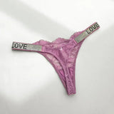 Style Sexy Thong Women's Diamond Underwear Sexy Lace Panties Low Waist Seamless Transparent G-String Female