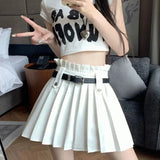 Bow Solid High Waist Pleated A-line Skirt- Outfit