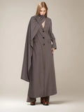 Fire Millard Wind 2025 Autumn New Scarf Collar Long Sleeve Personality Hollow Design Solid Color Trench Coat