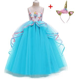 Unicorn Dress for Girls Flower Appliques Ball Gown Little Girl Princess Dresses Elegant Party Costumes Children