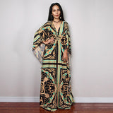 Print Deep V-neck Dress Batwing Sleeve Long Dresses Women 2022 Summer Dress Beachwear Bohemian Women Kaftan