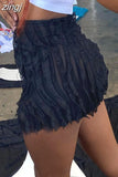 Summer Beach Style Mini Hip Skirts Women 2023 New Low Waist Ruffles Skinny Elastic Vacation Party Shorts