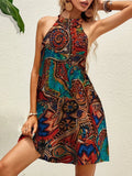 Summer women dresses Tropical Hawaii Print Tie Back Dress sexy party sleeveless skirt high street boho female A-line