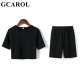 Summer Women 2 Pcs Sets Sexy Sport T-shirt And Bike Shorts Legging Running Fitness Yoga Stretch Tees Bodybuilding