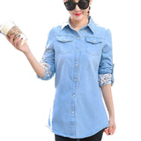 Tops and Blouses Denim Shirts for Ladies Top 2019 Autumn Long Sleeve Blue Jeans Shirt Plus Size S~3XL Chemise Blusas