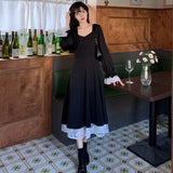 Women Plus Size 4XL Long Sleeve Lace Female Causal Vintage Ulzzang Party Square Collar Elegant Mujer De Moda Cozy