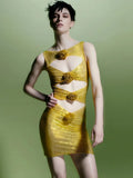 High-End Women's New Sexy Hollow Tight-Night Ass Flowers Decorative Dress Temperament Diamond