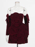 Design-Sensitive Dress Woman 2025 Spring New Sexy Fashion Three-Dimensional Flowers Splicing Body Bra Short