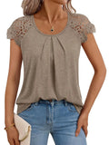 Summer Women's New Women's Lace Sleeve Top Short-Sleeved Round-Neck Loose