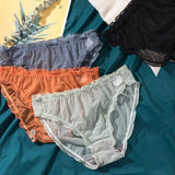 Women Sexy Panties Lace Underpants Low-waist Panties Mesh See Through Perspective Briefs Female Fashion Underwear
