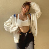 Y2k Tops Letter Print Grunge Goth Oversized Zip-Up Hoodies Streetwear Harajuku Hip-hop Kawaii Women