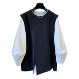 Chic Black Suit Masques Korean Version Of Loose Long-Sleeved Shirt Women 2025 European Simple Two-Piece