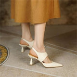 Temperament Baotou stiletto sandals women's 2025 summer new women's shoes wear one word with pointed toe high heels women 211-1-Outfit