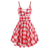 Sexy Plaid Spaghetti Strap Women Dress Gothic Vintage Casual Female Streetwear Vacation Fashion Party Sundress Mini