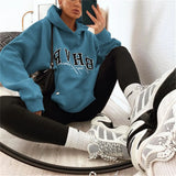 Letter Print Loose Oversized Hoodies Women Men Long Sleeve Sweatshirt Hooded Sweater Female Coat Winter Autumn
