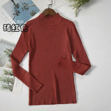 Women Turtleneck Sweater Casual Long Sleeve Korean Harajuku Slim Knitted Pullover Vintage Solid Skinny Jumper Elegant Tops