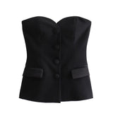 Women's Clothing 2025 Spring New Sexy 4 Color Tight Single-Breasted Breast Small Vest + Short Skirt