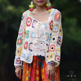crochet sweater jacket 2021 spring and autumn fashion women's loose ethnic style cardigan jacket casual