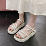 New Platform Sandals Female Summer Outside Wear Fairy Wind A Word Buckle With Skirt Roman Comfortable Beach